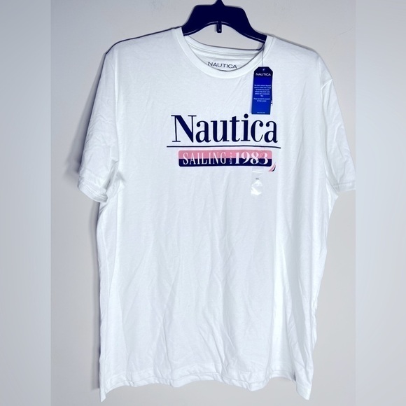 New NAUTICA Men's Classic-Fit Crew Neck Sailing Logo Graphic T-shirt white XXL - Picture 5 of 5